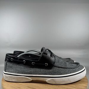 Sperry Top Sider Shoes Mens 12 M Halyard Cvo Sneakers Black Canvas 2 Eye